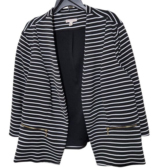 Established 1962 Open Cardigan Size 3X Striped Black And White Lined - Picture 1 of 9